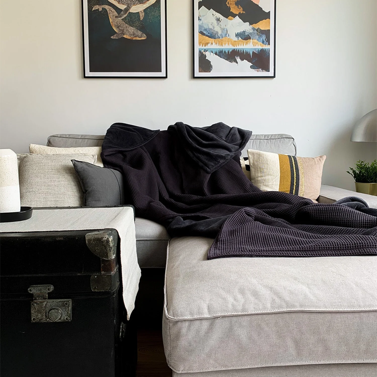 Coperta coccolosa Zoe vulcano grigio acciaio 145 x 210 cm - Image 3