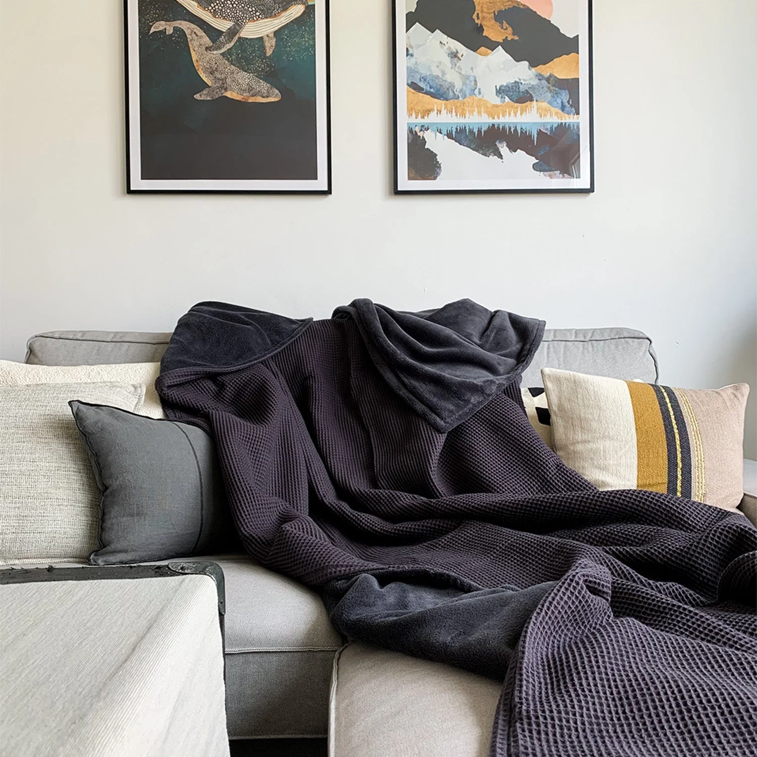 Coperta coccolosa Zoe vulcano grigio acciaio 145 x 210 cm - Image 5