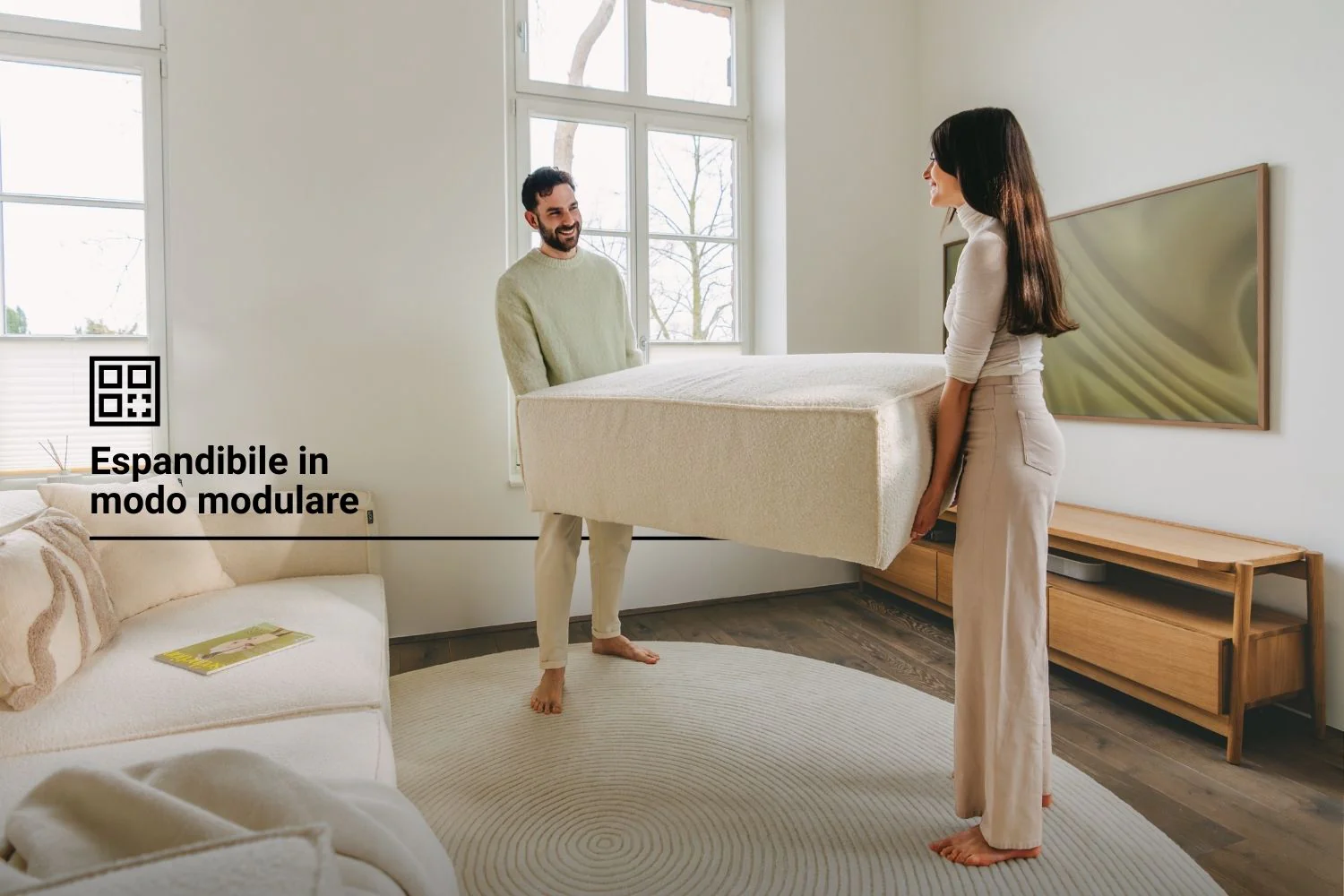 Divano modulare e lavabile Harvey 4 posti con funzione letto - Image 4